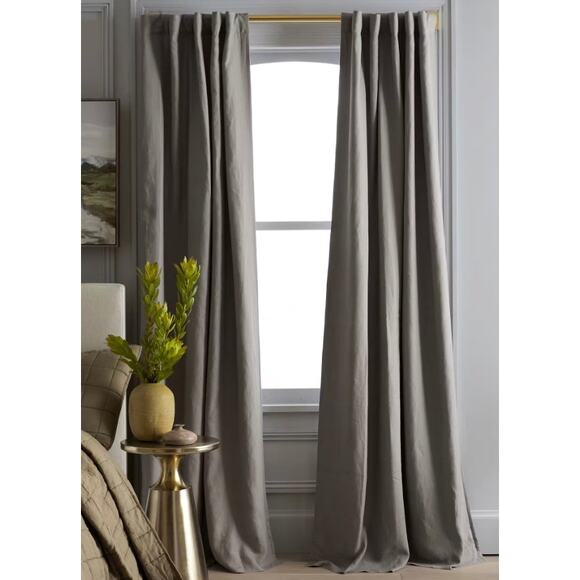 Quince European Linen Room Darkening Curtain 48X108 Storm #10 - Picture 3 of 3